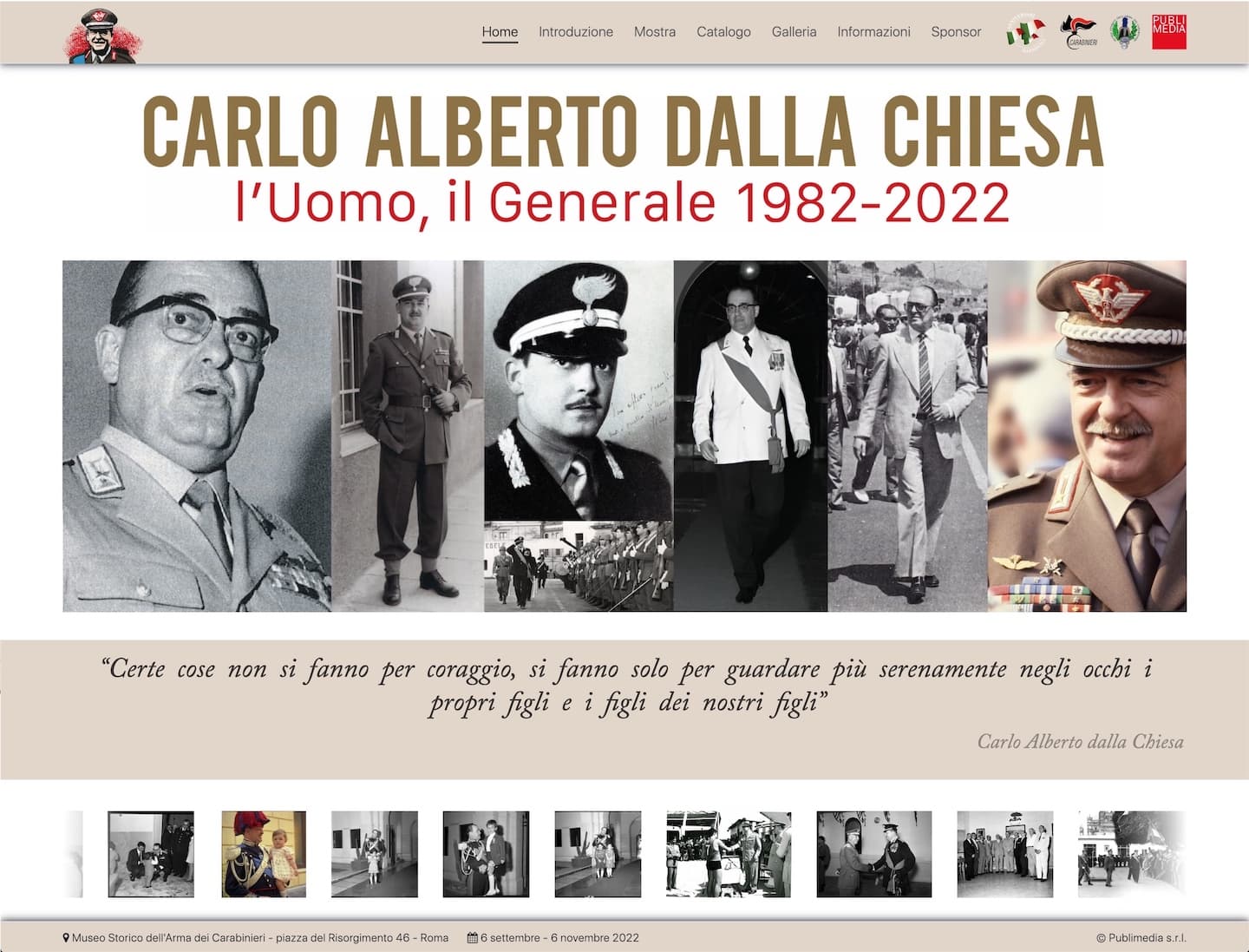 Home-page sito www.mostrageneraledallachiesa.it