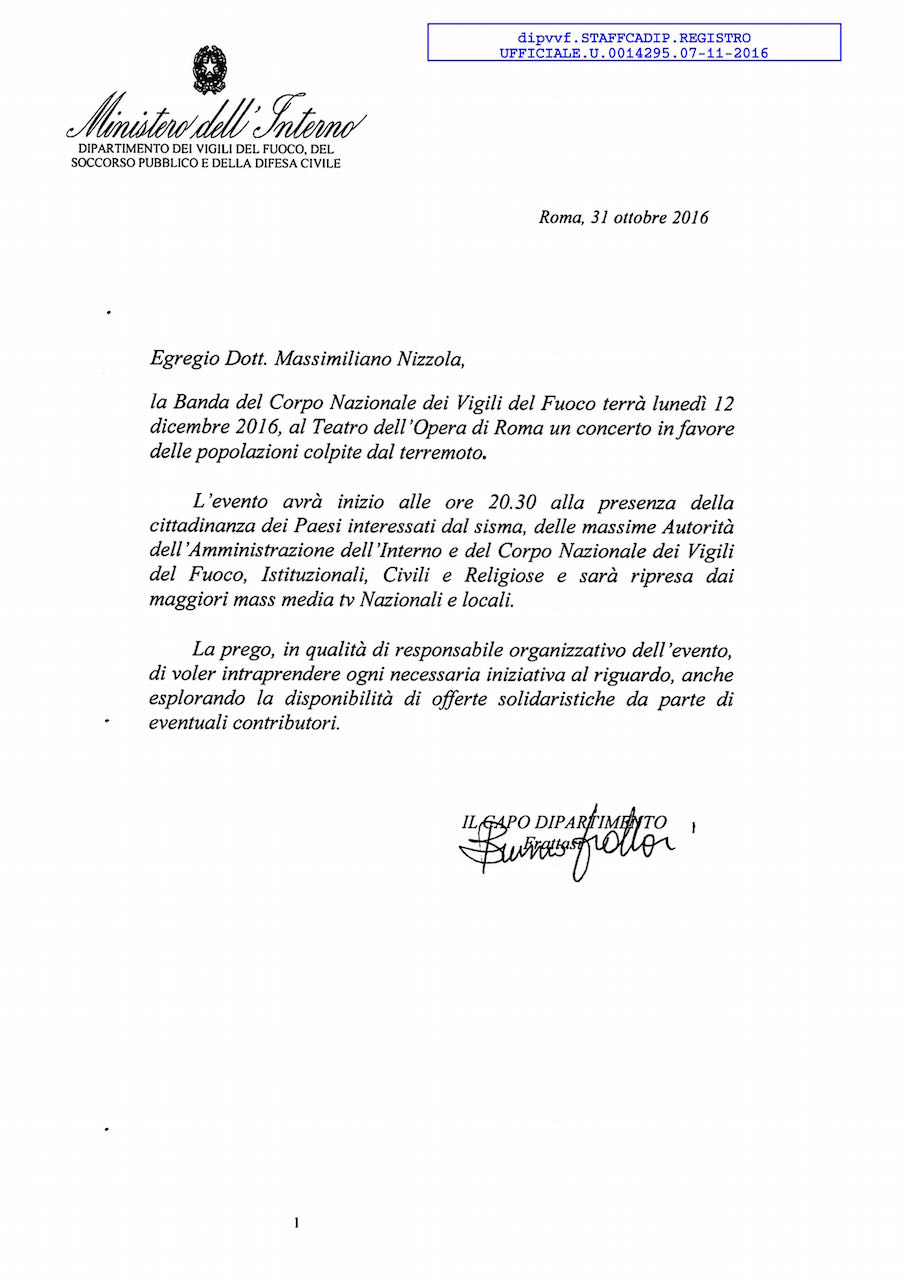 lettera prefetto concerto terremoto 2016